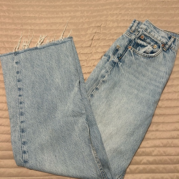 Zara Light Blue Flare & Wide Leg Jeans - Picture 2 of 6